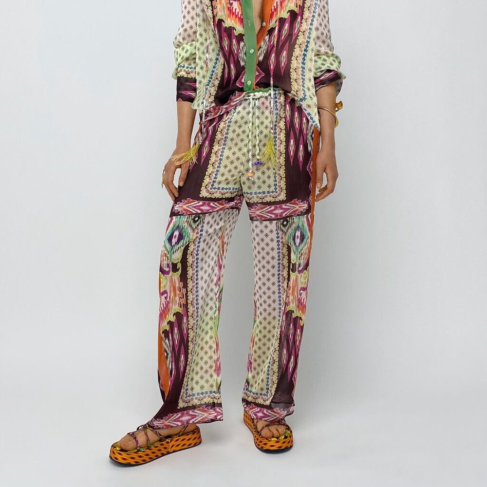 Zara Printed Flowing Trousers